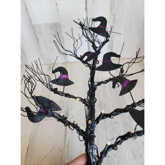 Halloween black wire tree light up witch hat home decor prop glitter unique - Picture 2 of 10